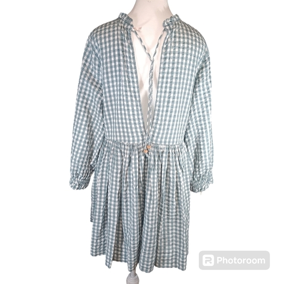 Free People S Teal Gingham Living For This Tunic mini Dress - Picture 3 of 7